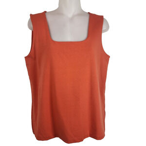 Chico's Women's Contour Cotton Square Neck Tank Top Orange Size 1 US Medium Knit